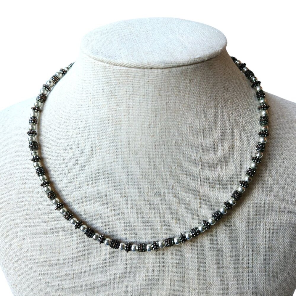 Vintage Napier Silvertone Mixed Bead Necklace Extender & Lobster Claw Clasp 16"